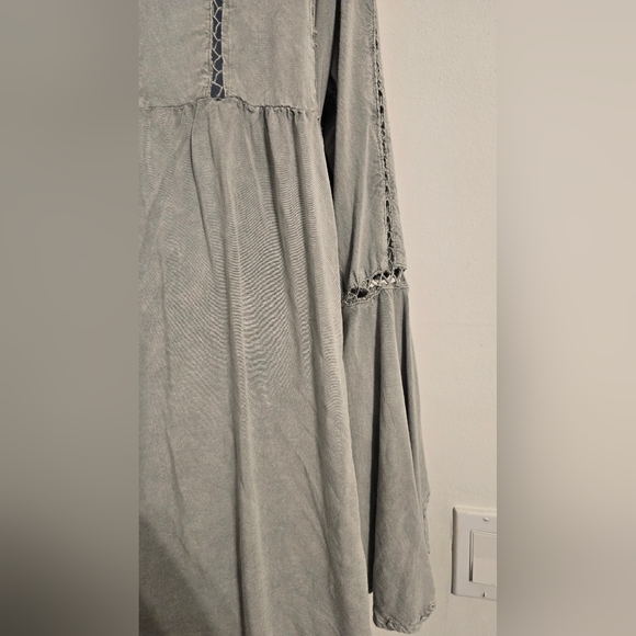 PrettyLittleThing Tunic Top Washed Gray Tie Front Frill Sleeve Beach Size 6 - Picture 8 of 10